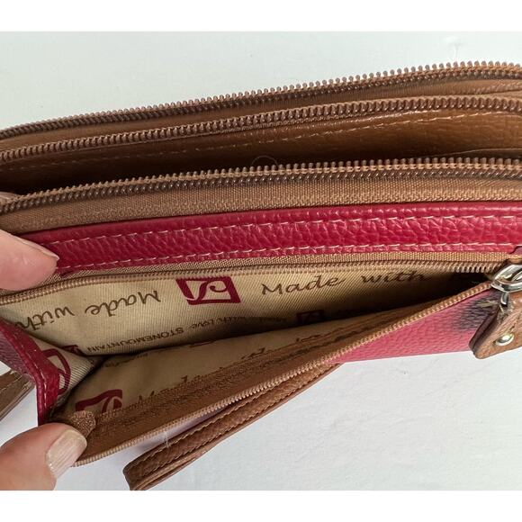 Stone Mountain Women's Large Cornwall Red Leather Wristlet Wallet - Picture 7 of 9